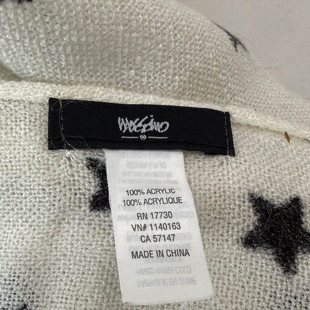 Mossimo Supply Co. Cream Scarf with Black Stars - Picture 2 of 7